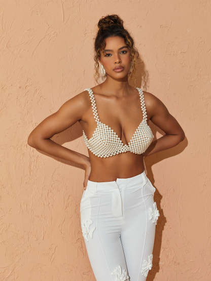 Pearl Bustier Top In White | Mix Mix Style [Hot Seller]-Mix MIx Style