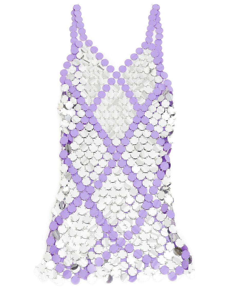 Rhea Chainmail Mini Dress In Purple-Mix MIx Style