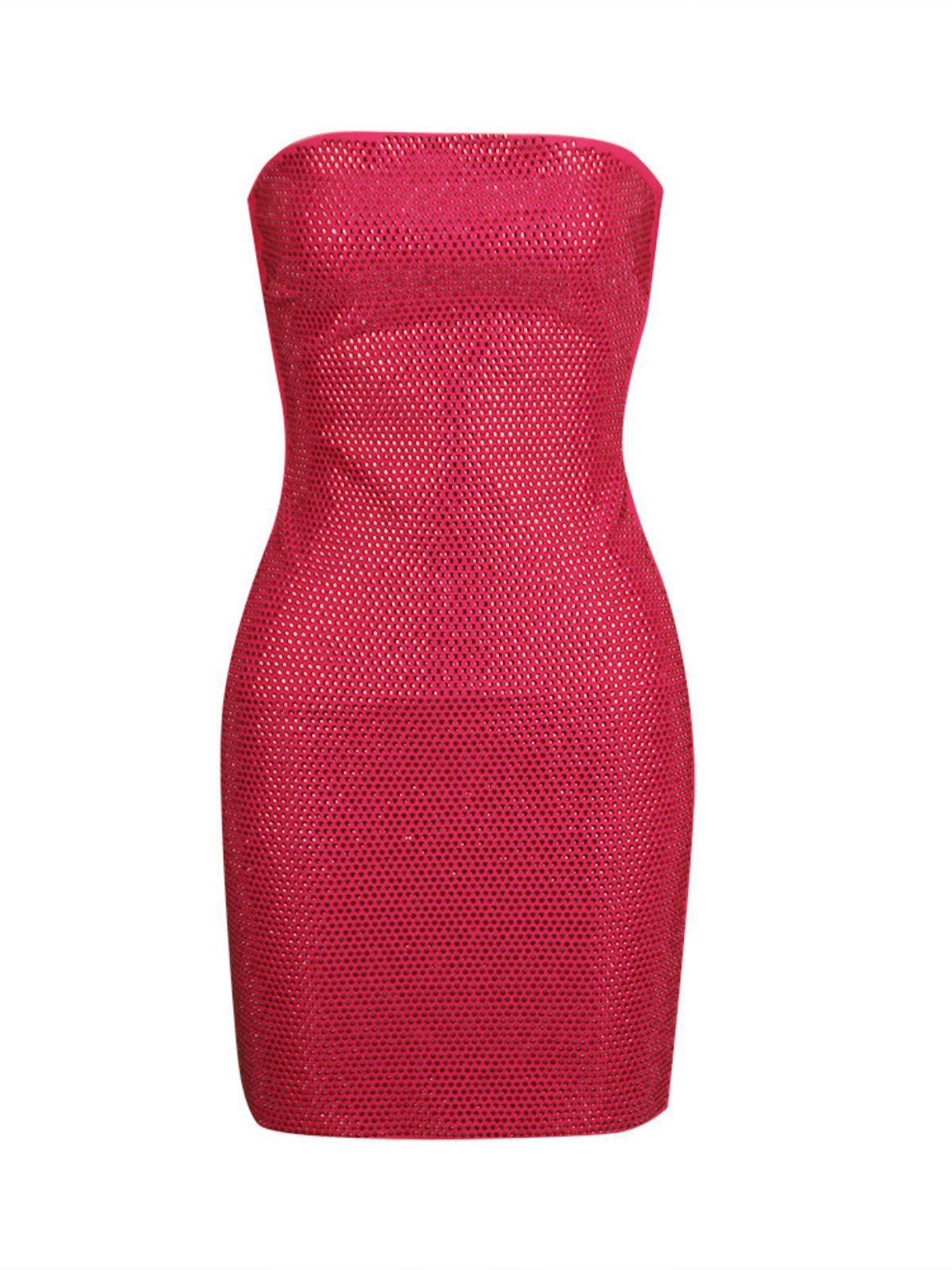 Strapless Bandage Mini Dress In Hot Pink | Mix Mix Style [Hot Seller]-Mix MIx Style
