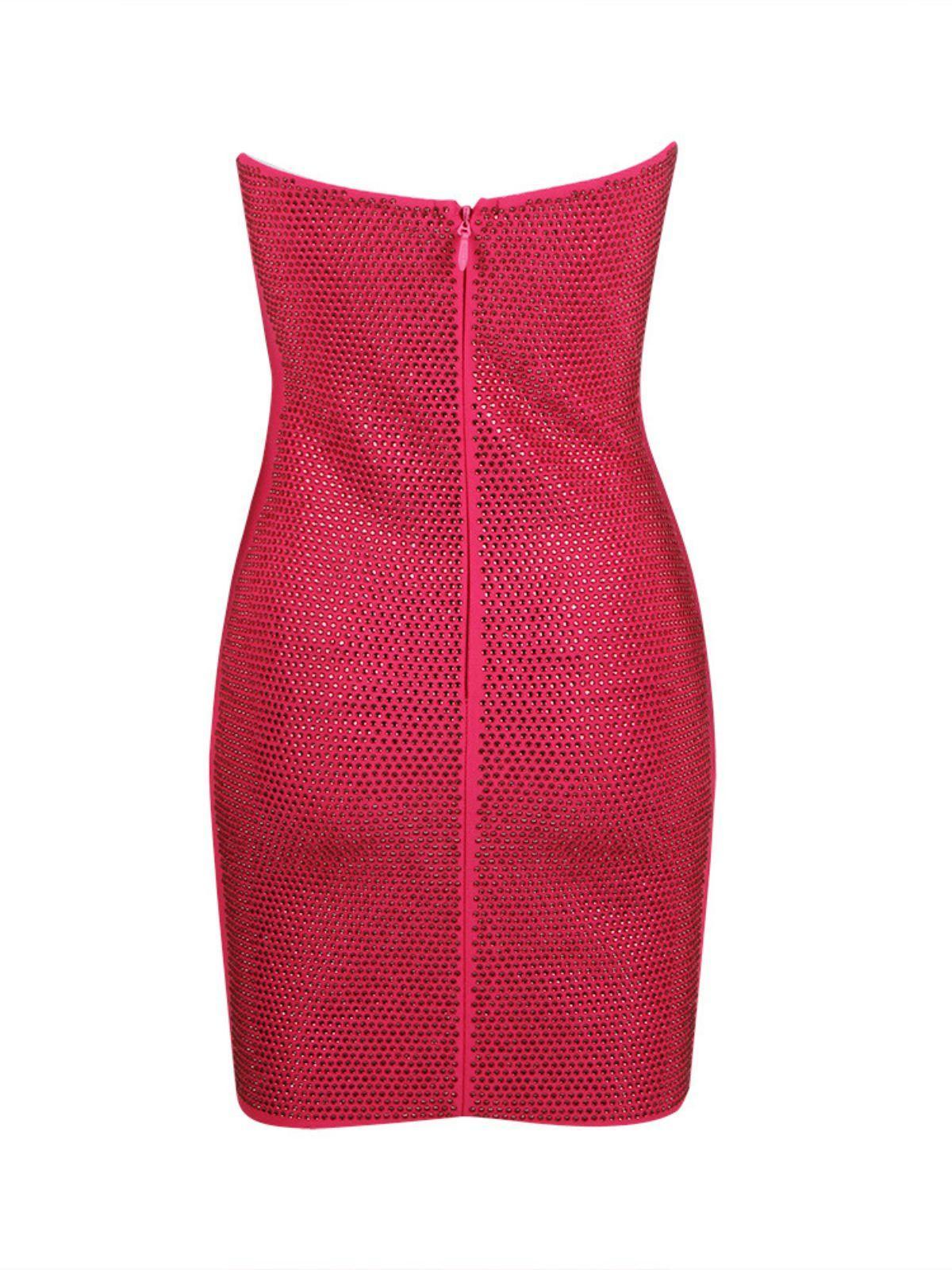 Strapless Bandage Mini Dress In Hot Pink | Mix Mix Style [Hot Seller]-Mix MIx Style