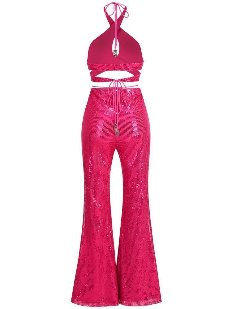 Rhode Halterneck Sequin Set In Hot Pink-Mix MIx Style