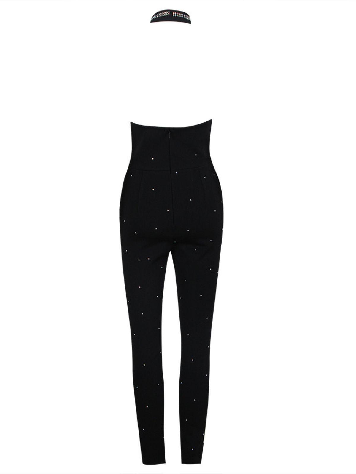 Black V Neck Plunge Neck Jumpsuit | Mix Mix Style [Hot Seller]-Mix MIx Style