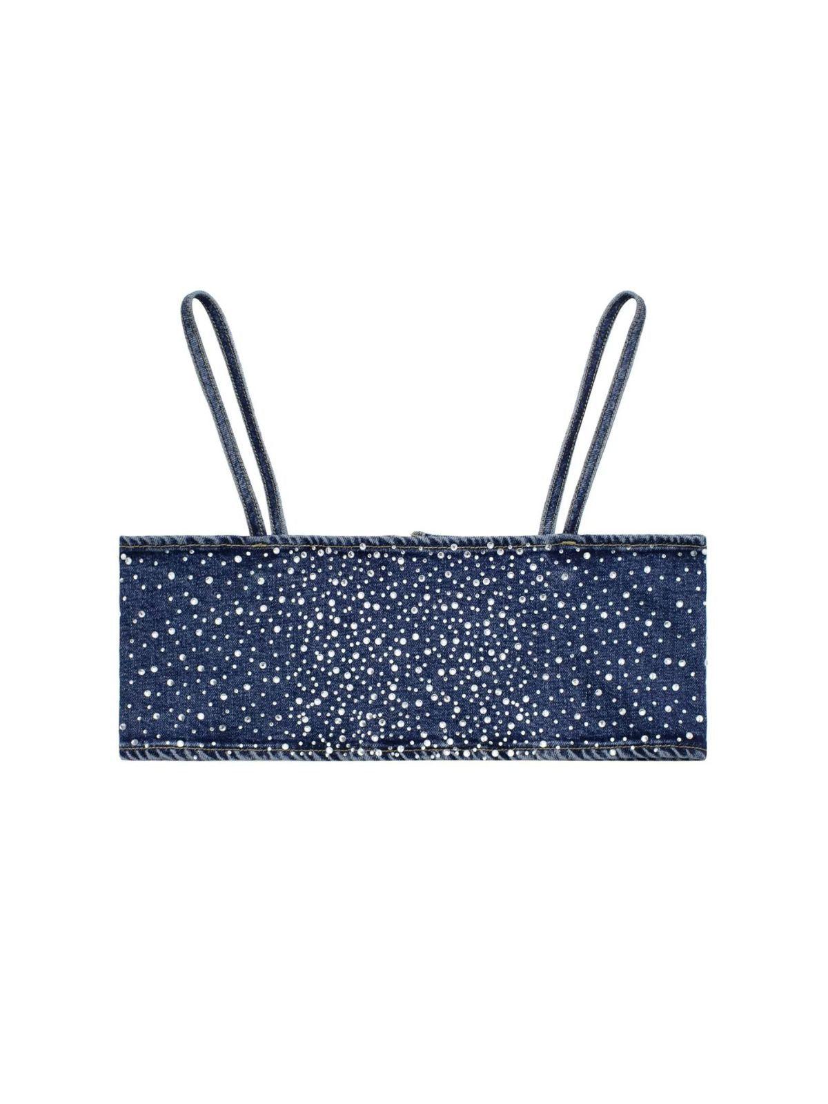 Blue Rhinestone Denim Top | Mix Mix Style [Hot Seller]-Mix MIx Style