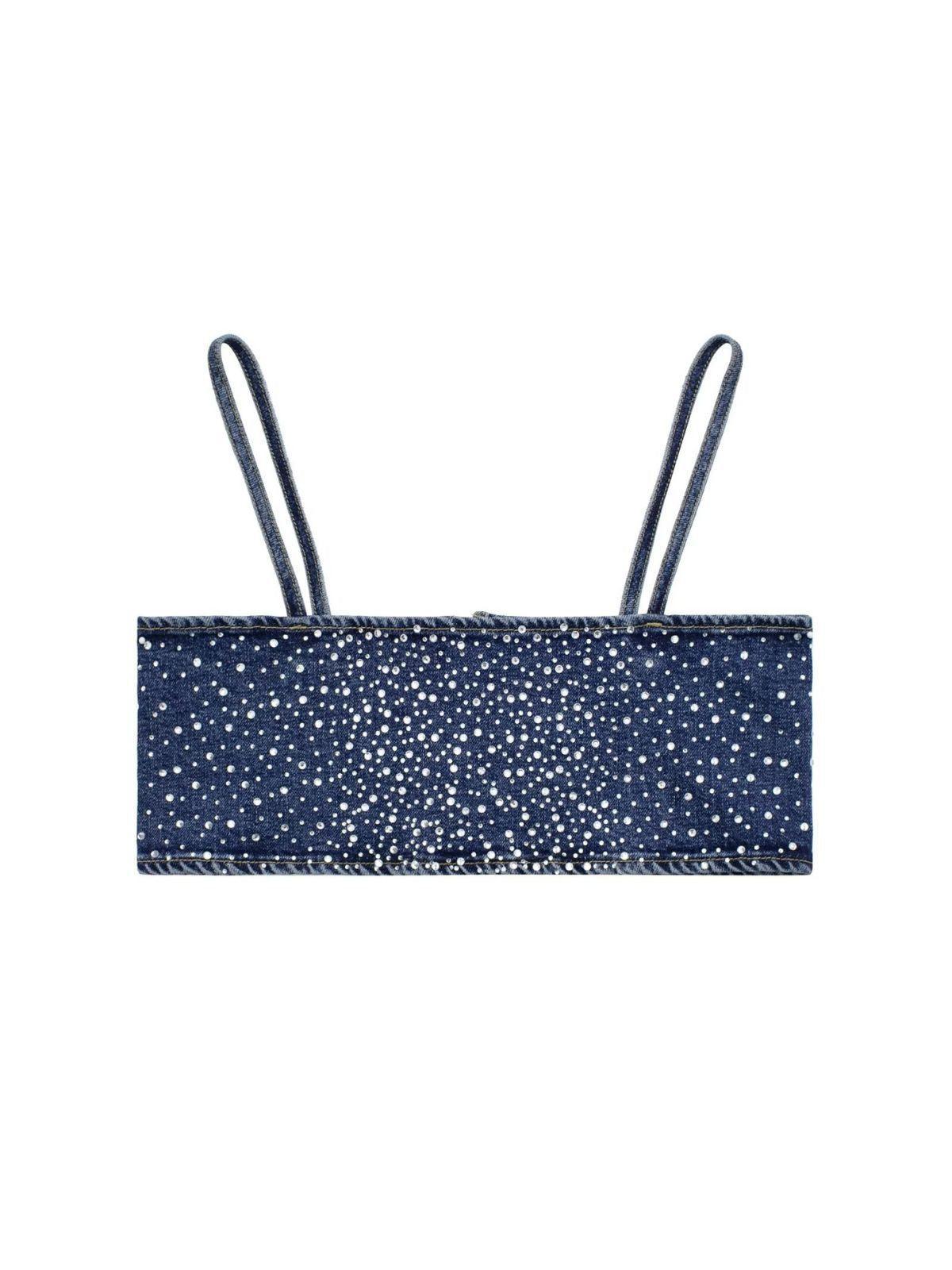Blue Rhinestone Denim Top | Mix Mix Style [Hot Seller]-Mix MIx Style