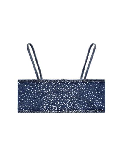 Blue Rhinestone Denim Top | Mix Mix Style [Hot Seller]-Mix MIx Style