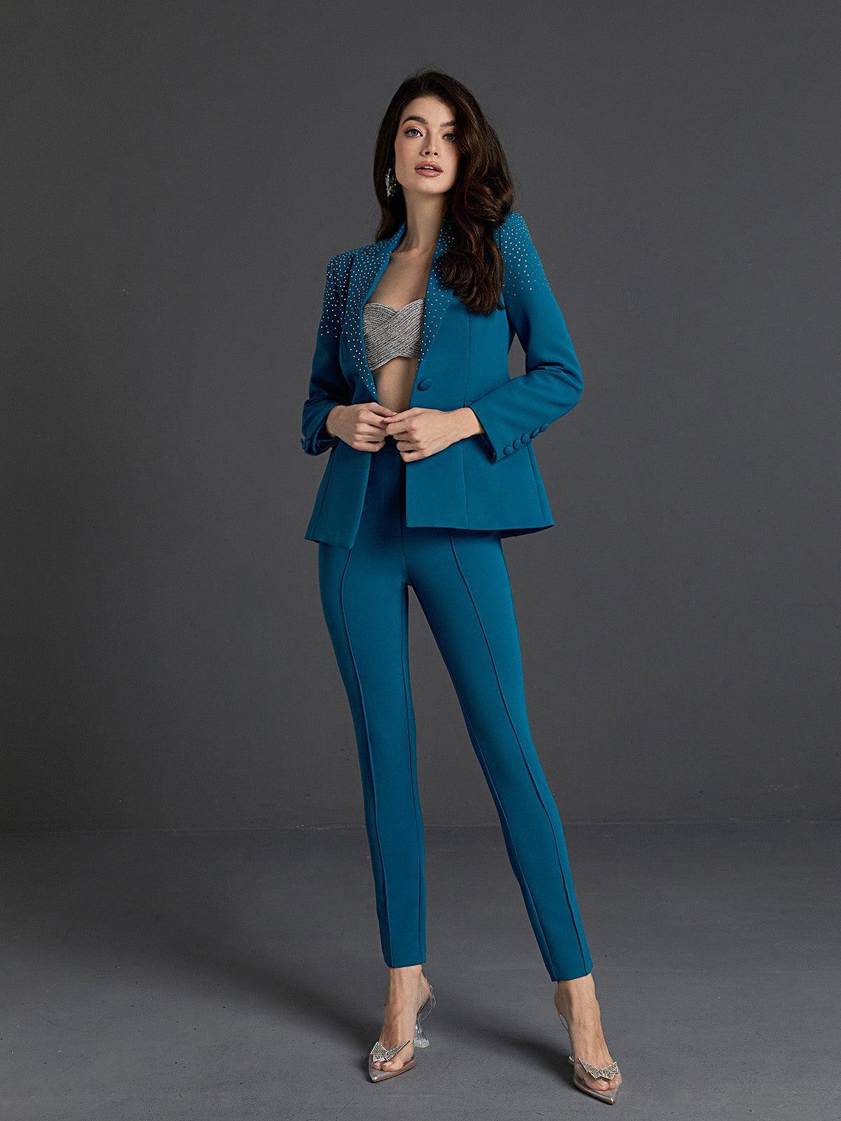 Ripley Rhinestone Blazer Set In Blue-Mix MIx Style