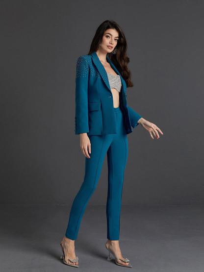 Ripley Rhinestone Blazer Set In Blue-Mix MIx Style