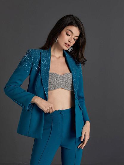 Ripley Rhinestone Blazer Set In Blue-Mix MIx Style