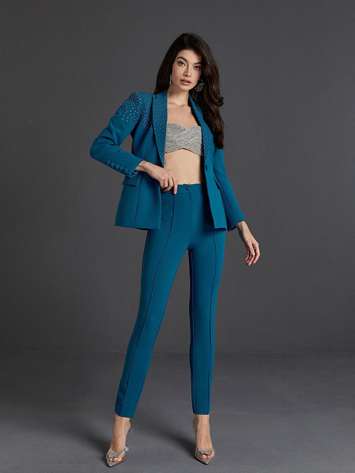 Ripley Rhinestone Blazer Set In Blue-Mix MIx Style