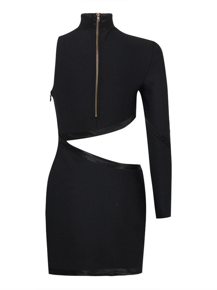 Black One Shoulder Cutout Bandage Mini Dress | Mix Mix Style [Hot Seller]-Mix MIx Style