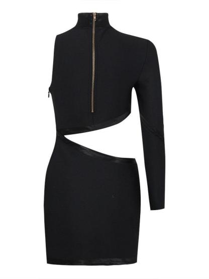 Black One Shoulder Cutout Bandage Mini Dress | Mix Mix Style [Hot Seller]-Mix MIx Style