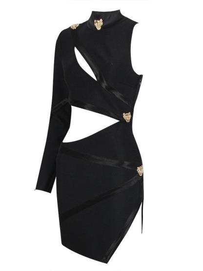 Black One Shoulder Cutout Bandage Mini Dress | Mix Mix Style [Hot Seller]-Mix MIx Style