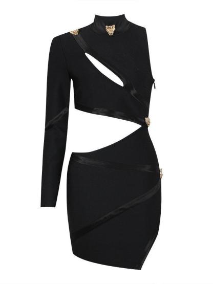Black One Shoulder Cutout Bandage Mini Dress | Mix Mix Style [Hot Seller]-Mix MIx Style