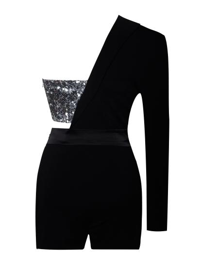 River Sequin One Sleeve Blazer Romper-Mix MIx Style