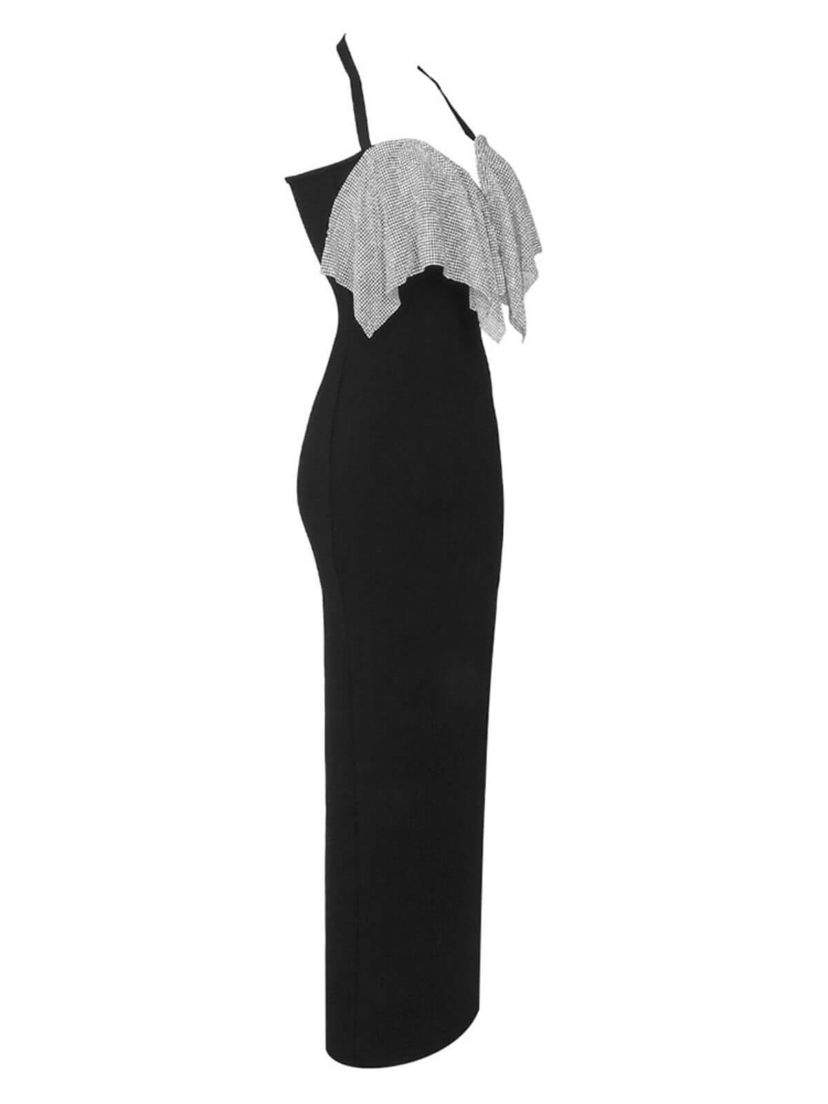 Black Halterneck Split Bandage Dress | Mix Mix Style [Hot Seller]-Mix MIx Style