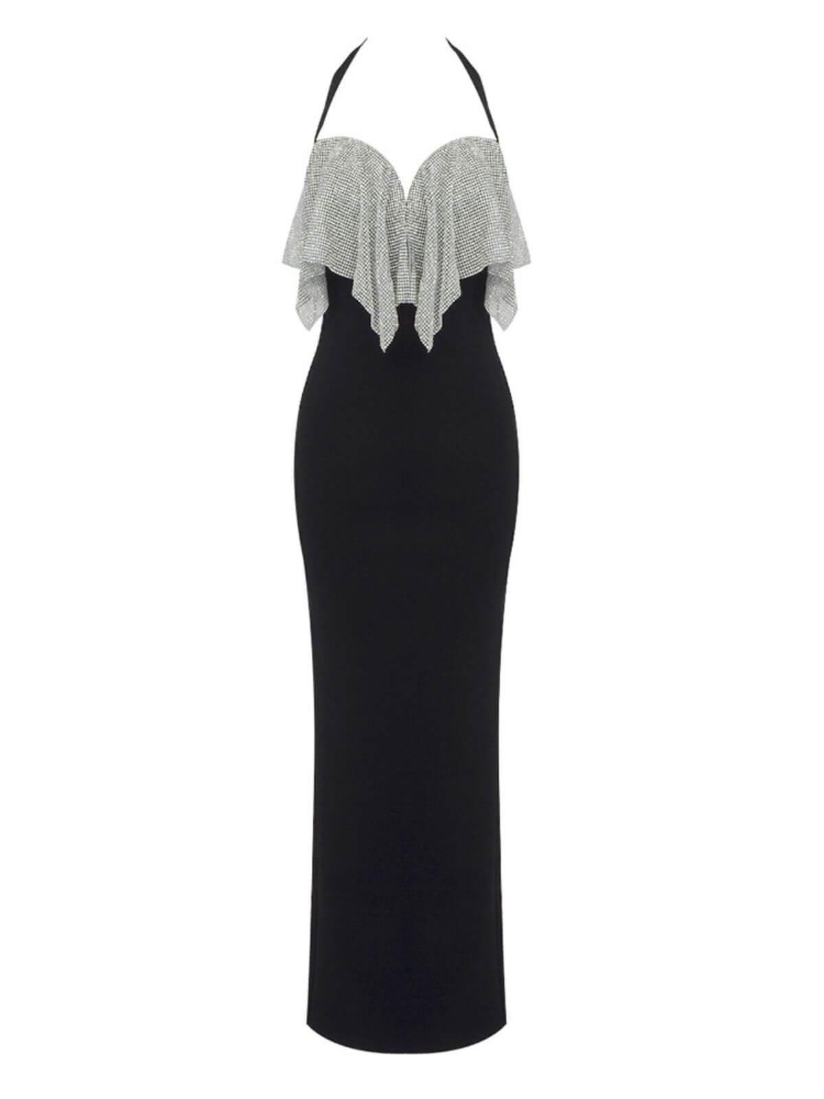 Black Halterneck Split Bandage Dress | Mix Mix Style [Hot Seller]-Mix MIx Style