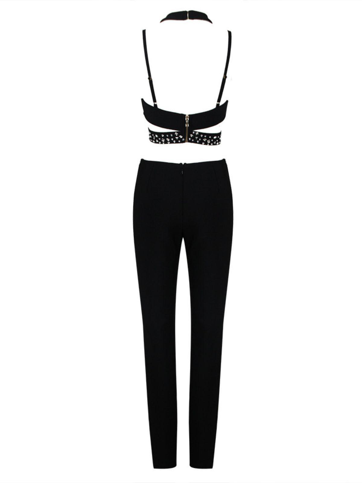 Ruri Halterneck Cutout Bandage Jumpsuit-Mix MIx Style