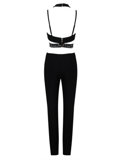 Ruri Halterneck Cutout Bandage Jumpsuit-Mix MIx Style