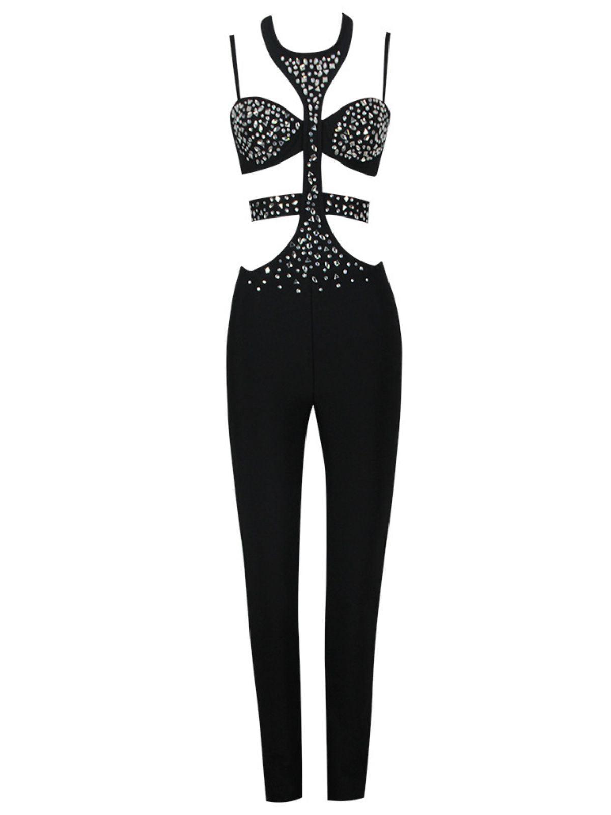 Ruri Halterneck Cutout Bandage Jumpsuit-Mix MIx Style