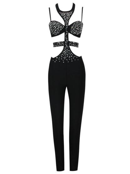 Ruri Halterneck Cutout Bandage Jumpsuit-Mix MIx Style