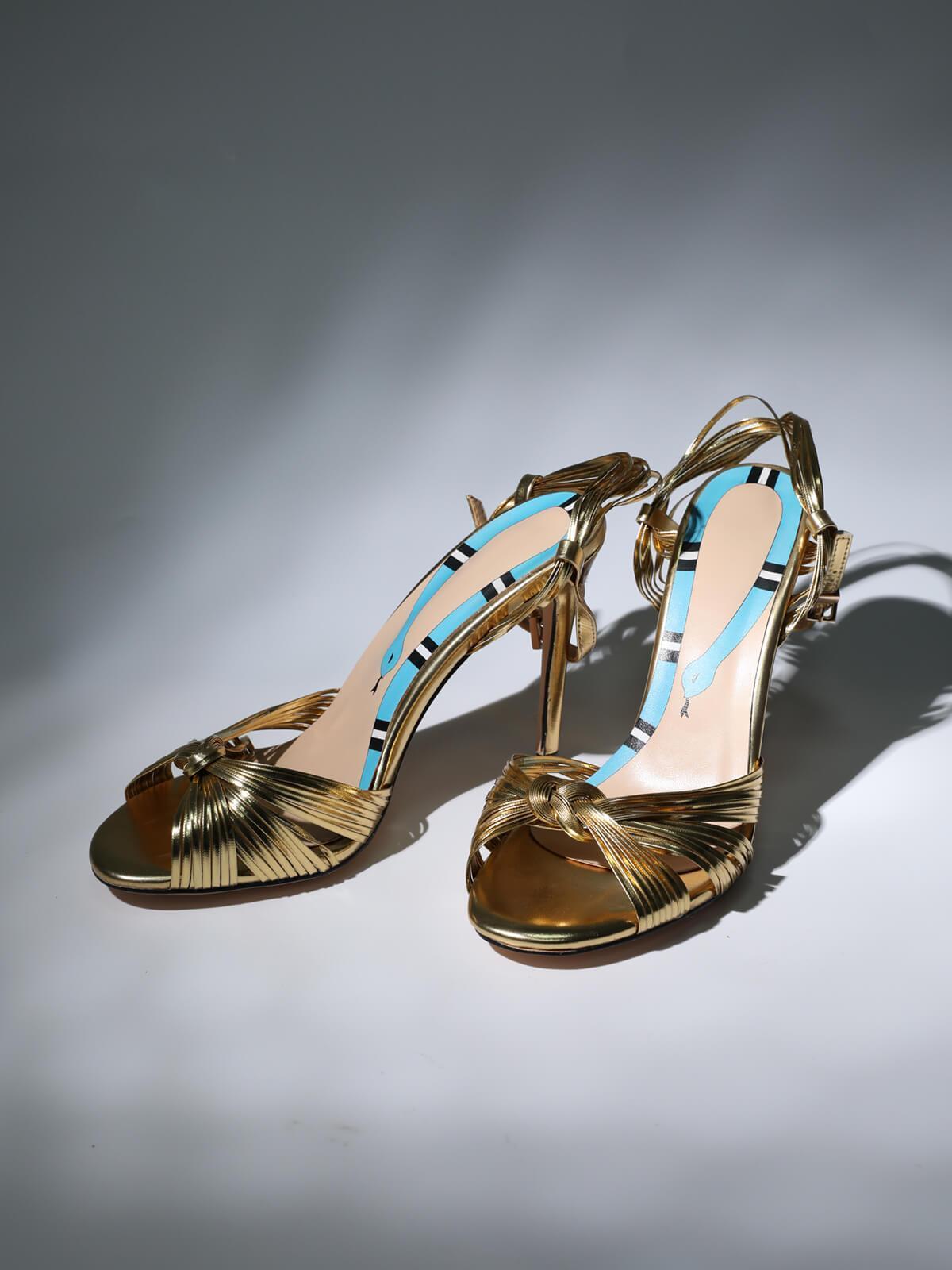Ruth Strappy Heel Sandals In Gold-Mix MIx Style