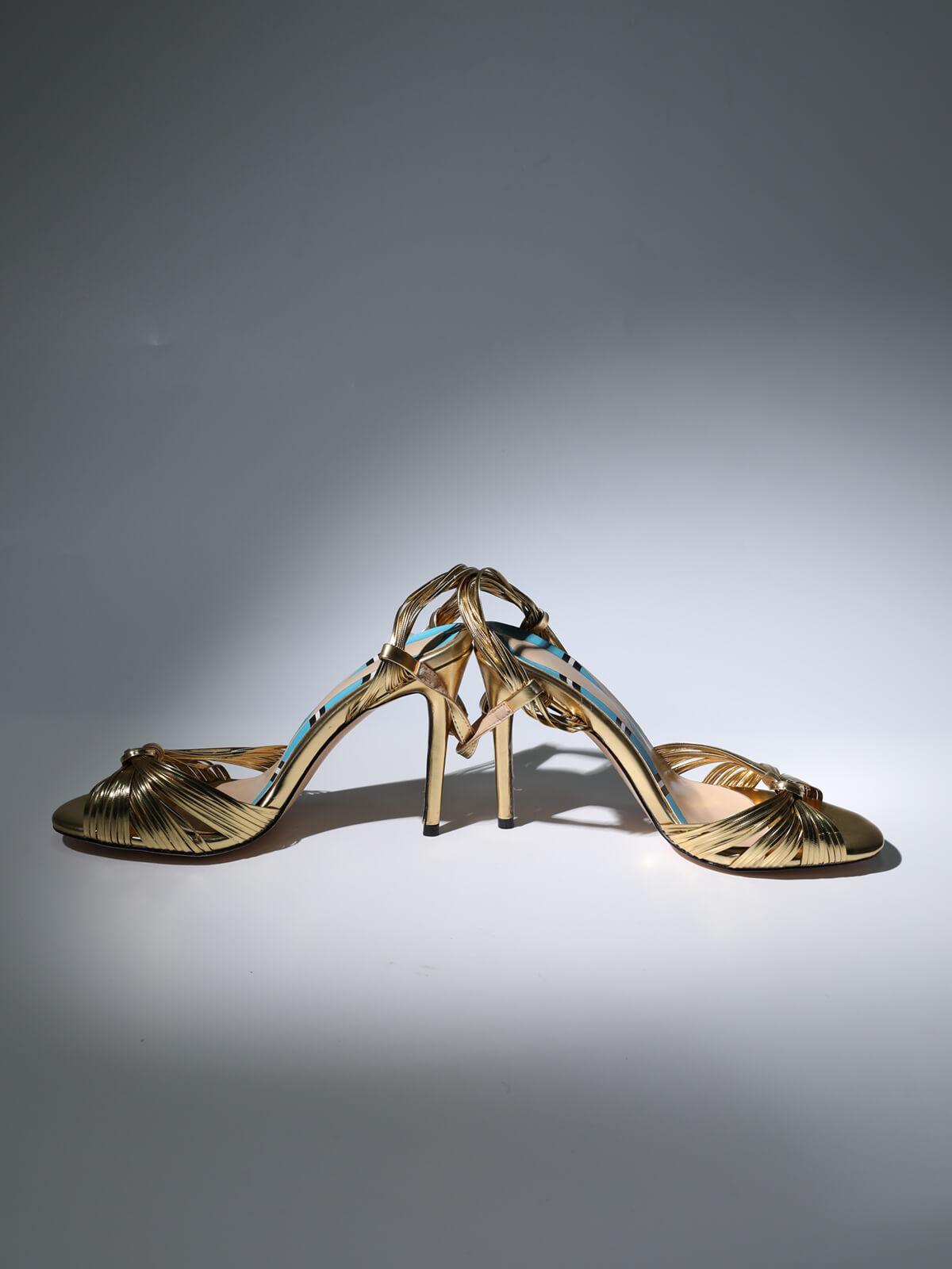Ruth Strappy Heel Sandals In Gold-Mix MIx Style
