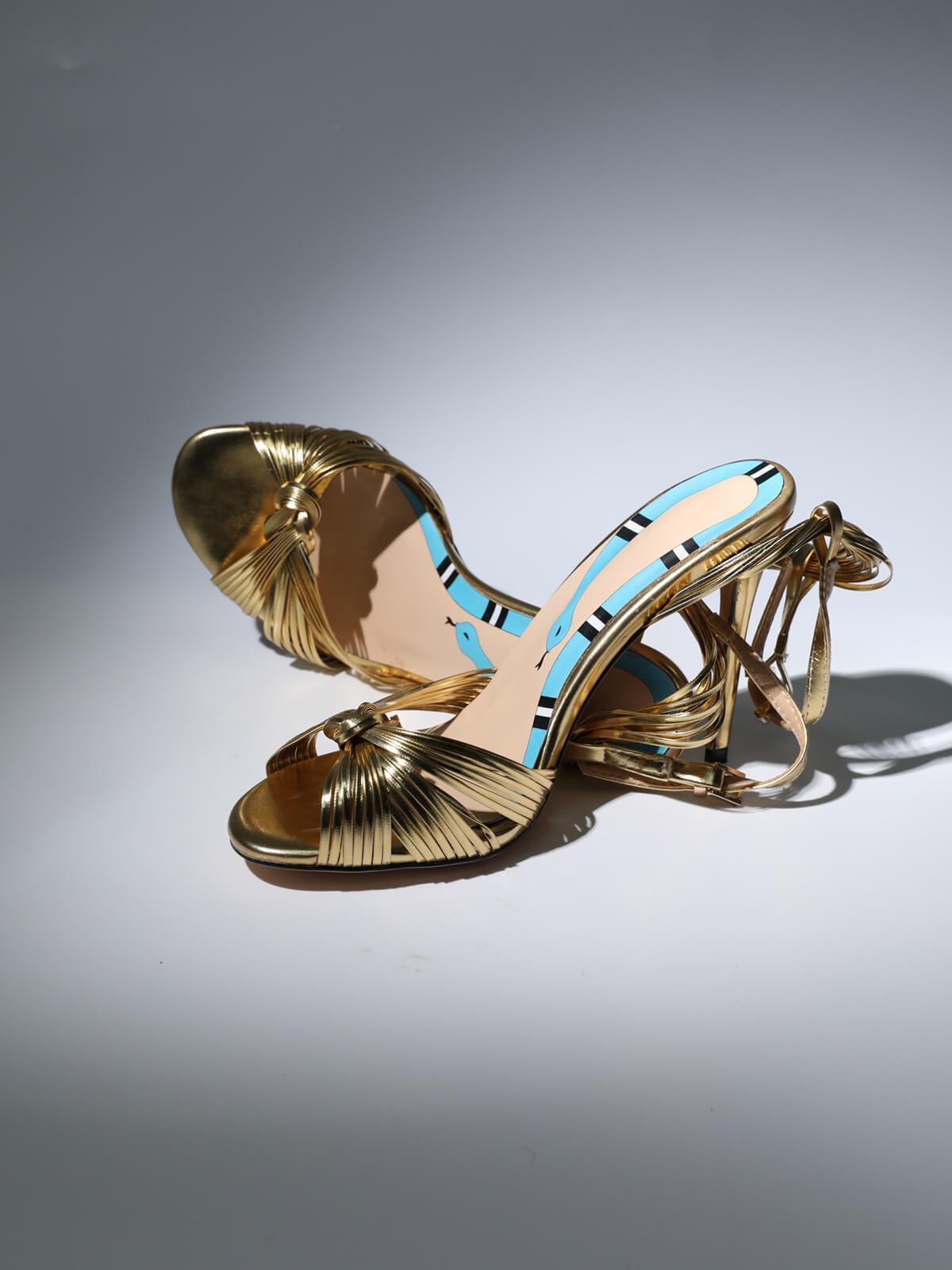 Ruth Strappy Heel Sandals In Gold-Mix MIx Style