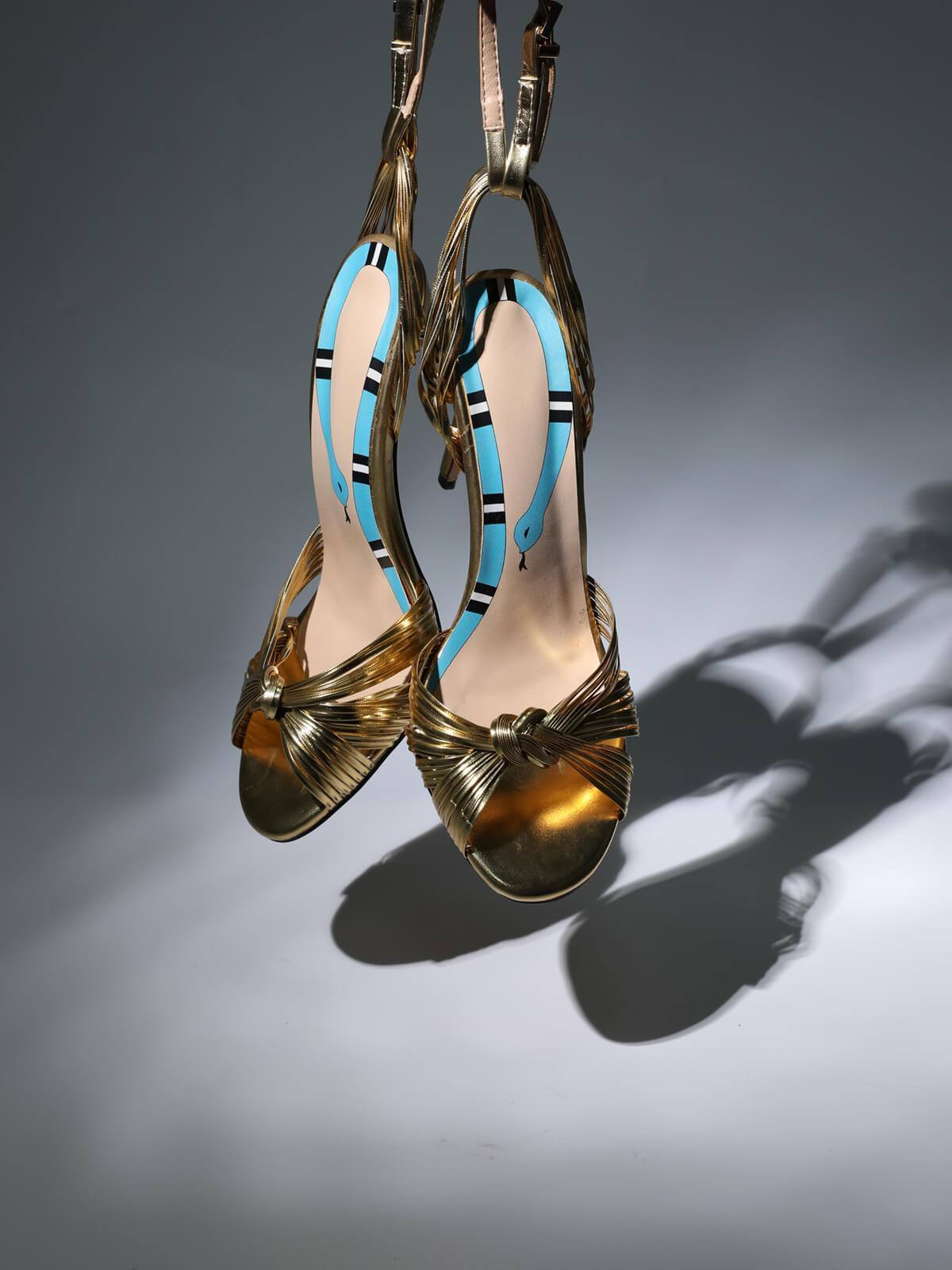 Ruth Strappy Heel Sandals In Gold-Mix MIx Style