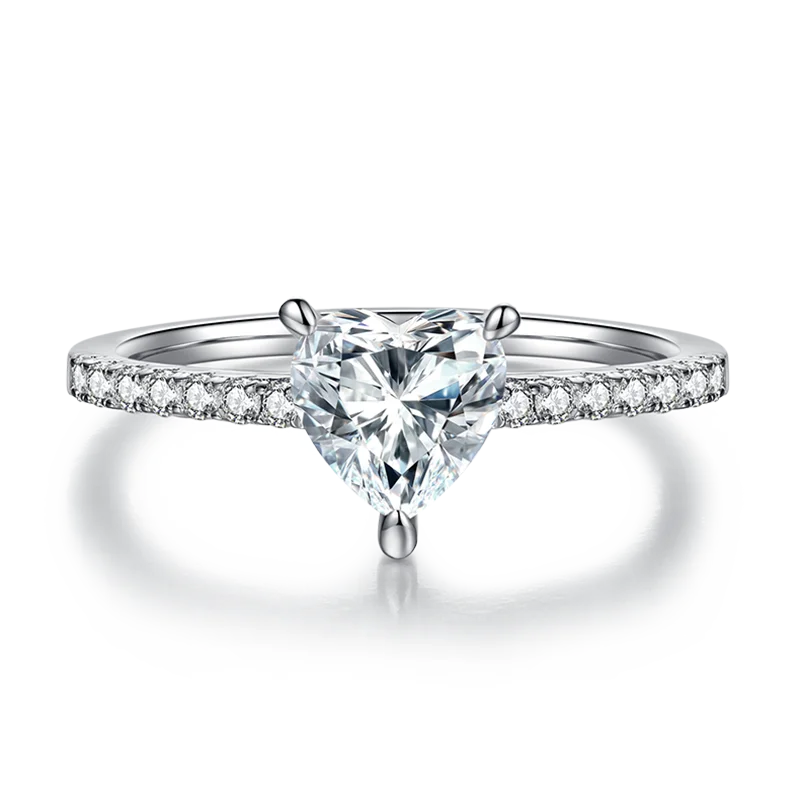 Heart Brilliant Cut Diamond 1CT Moissanite Band 18k White Gold Ring | Mix Mix Style [Hot Seller]-Mix MIx Style