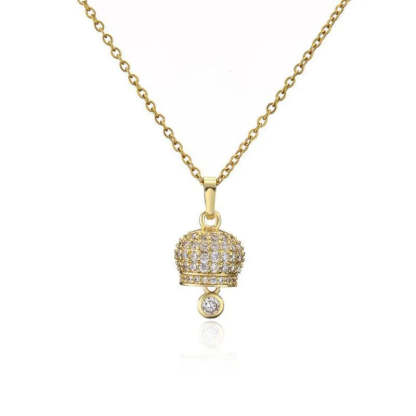 Multicolor Dazzling Bell Shape Moissanite Diamonds Pendant 18k White/Vermeil Gold Plated Necklace | Mix Mix Style