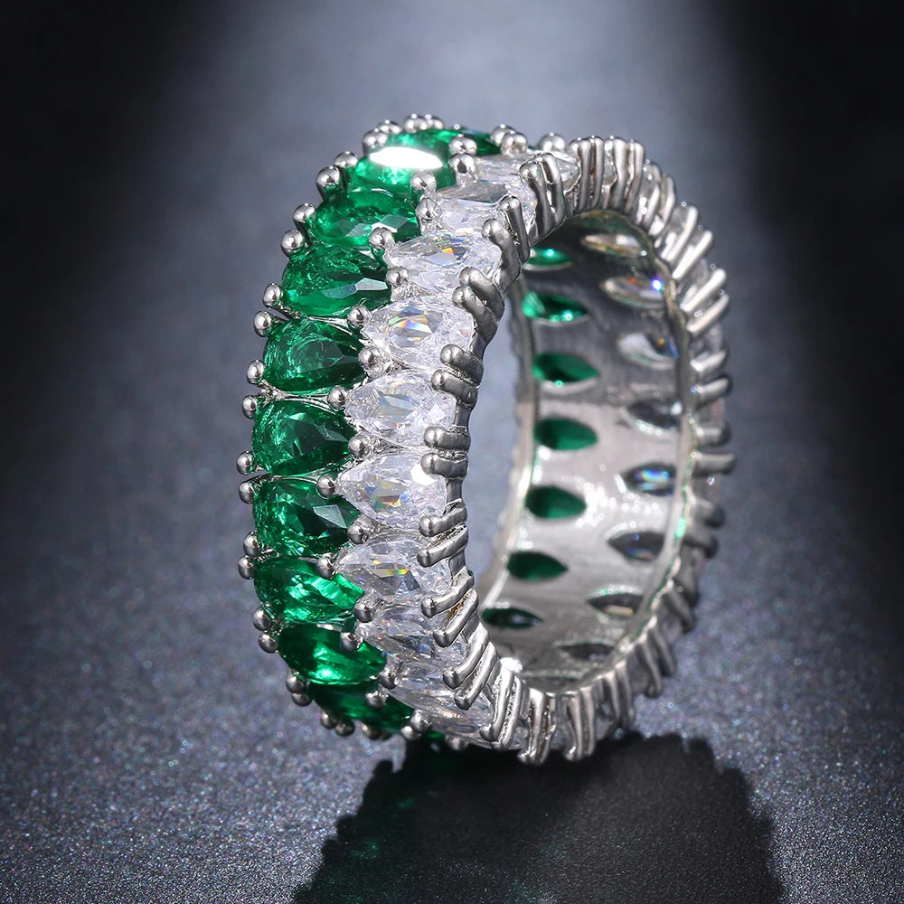 Emmaya Hot Sale Shiny Zirconia Ring With Three Colors Choice For Women&Girls Charming Dress-Up Noble Jewelry