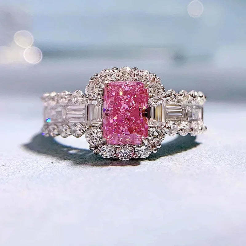 Pink Moissanite Pink Diamond Ring Wedding Rings Bridal Engagement Jewelry Mix Mix Style [Hot Seller]-Mix MIx Style