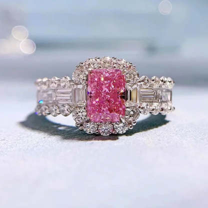 Pink Moissanite Pink Diamond Ring Wedding Rings Bridal Engagement Jewelry Mix Mix Style [Hot Seller]-Mix MIx Style
