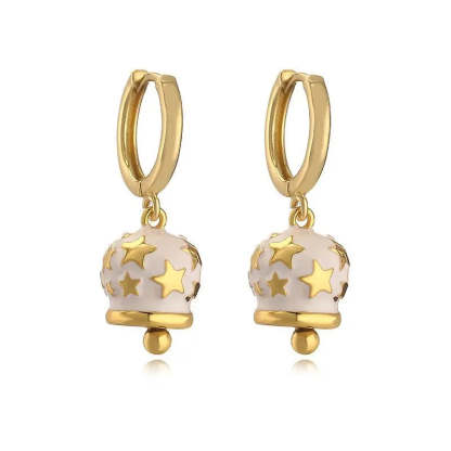 EYIKA New Creative Design Little Bell Drop Earrings Women Multicolor Neon Enamel Star Plain Hoop Earrings Fashion Y2K Jewelry