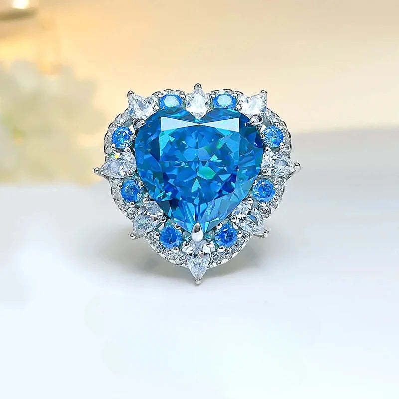 Blue Sky Heart Cut Moissanite Diamonds 18k White Gold Luxury Engagement Ring-Mix MIx Style
