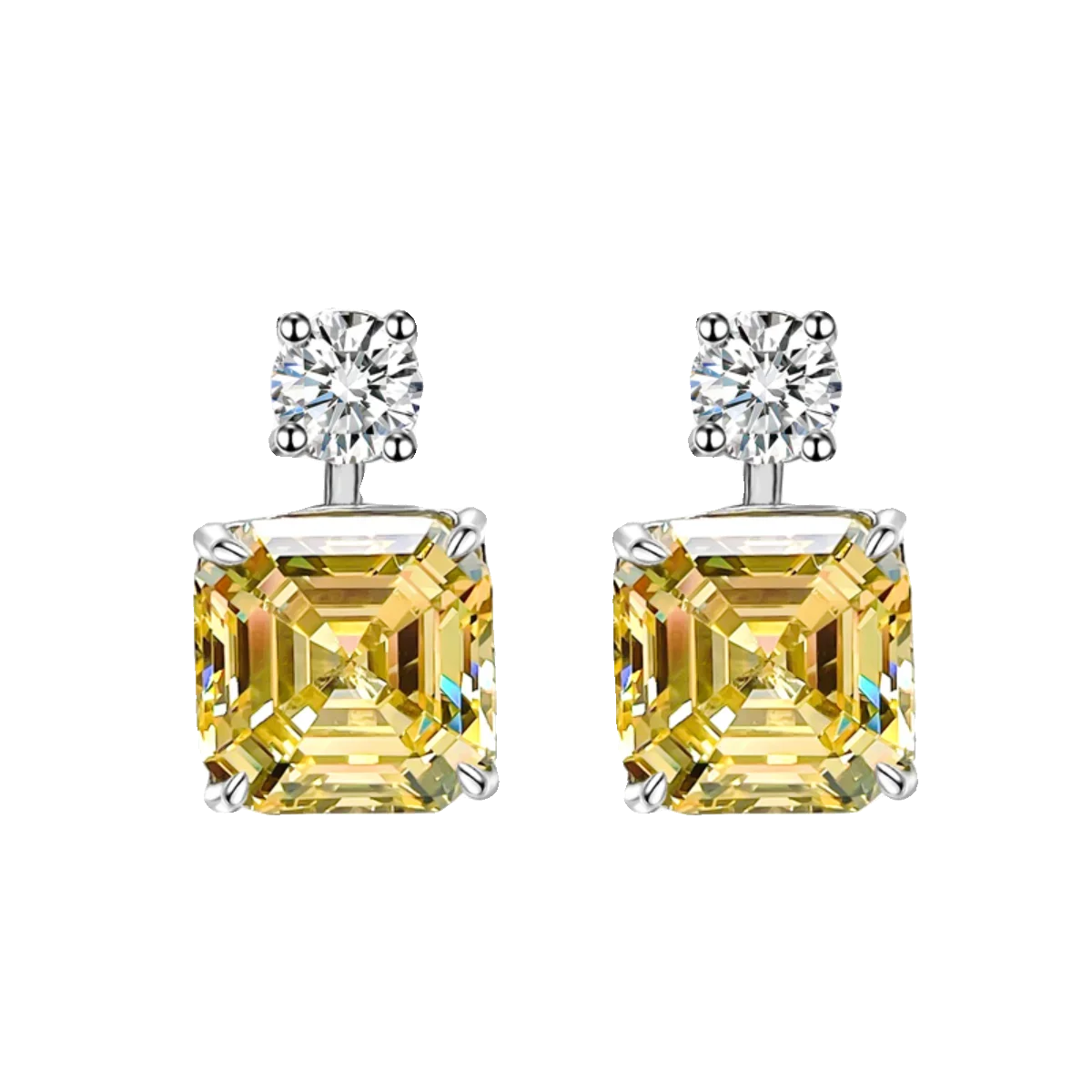 Moissanite Diamond Yellow Asscher Shaped Earrings For Women Mix Mix Style [Hot Seller]-Mix MIx Style