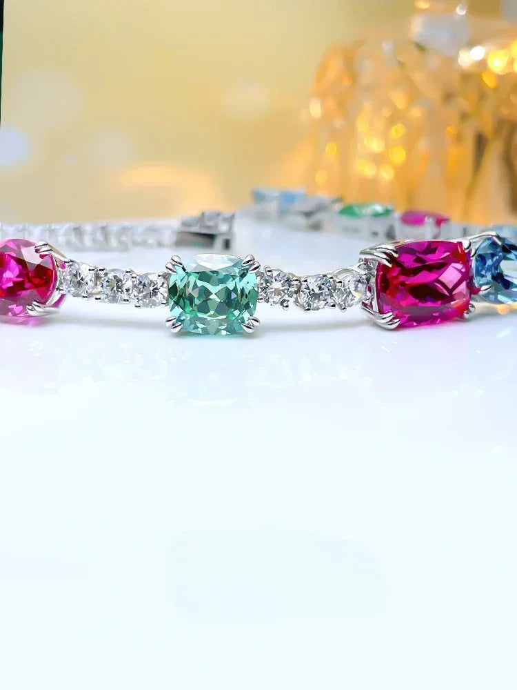 Fashionable Flower Multicolor Candy Diamonds 18k White Gold Necklace | Mix Mix Style-Mix MIx Style