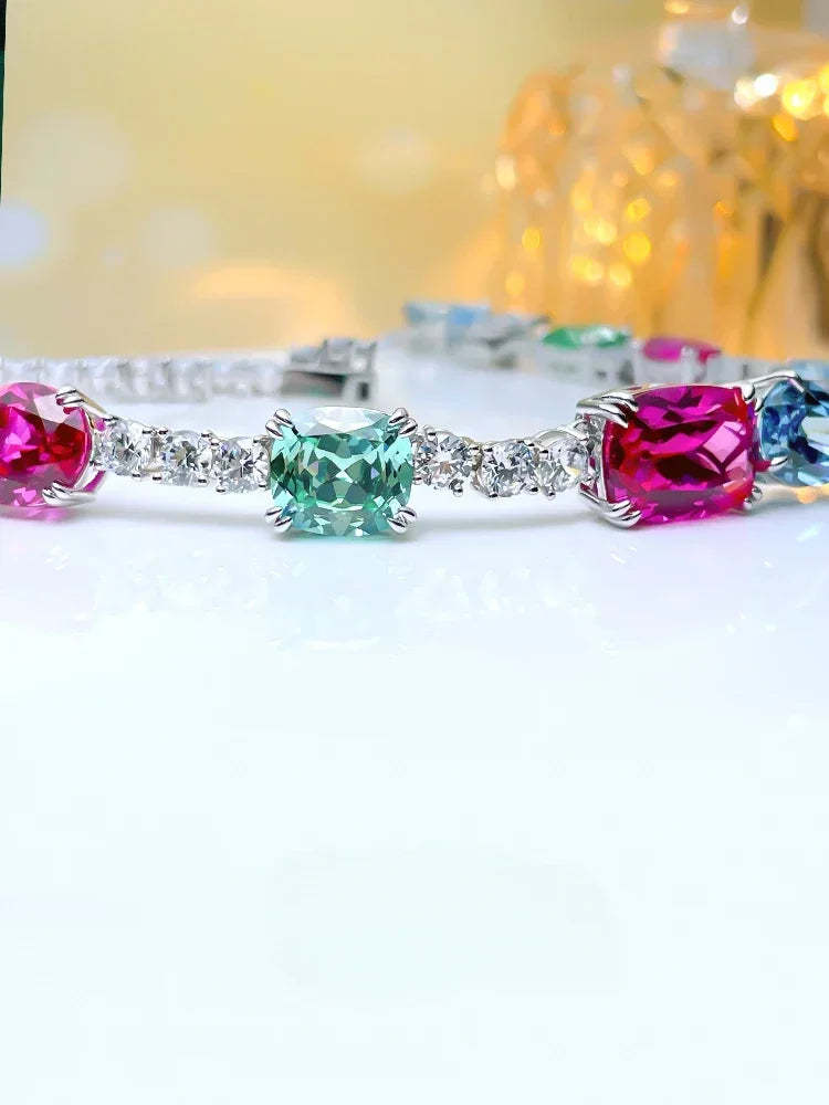 Fashionable Flower Multicolor Candy Diamonds 18k White Gold Necklace | Mix Mix Style-Mix MIx Style