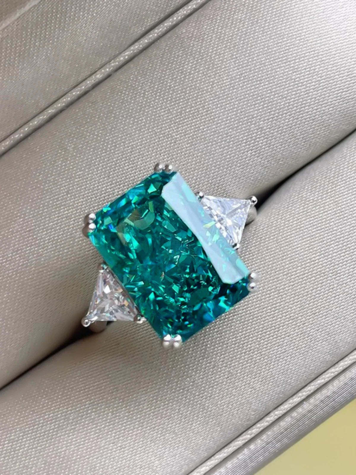 Blue Radiant Cut Moissanite Diamonds 18k White Gold Wedding Solitarie Engagement Ring | Mix Mix Style-Mix MIx Style