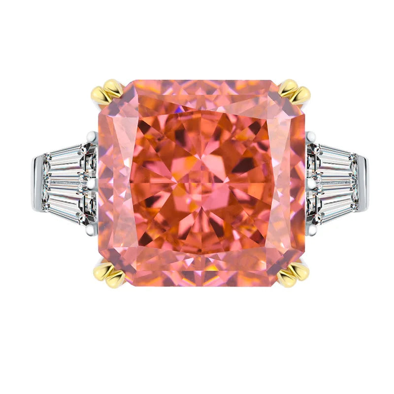 Pink Solitarie Cushion Cut Moissanite Diamonds 18k White Gold Luxury Engagement Ring-Mix MIx Style