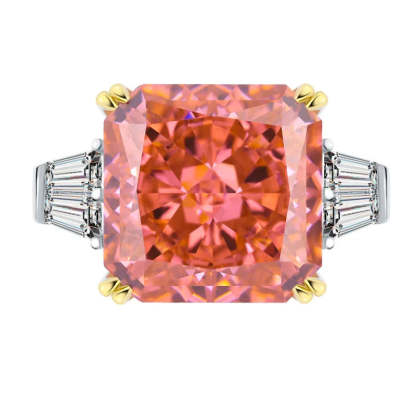 Pink Solitarie Cushion Cut Moissanite Diamonds 18k White Gold Luxury Engagement Ring-Mix MIx Style