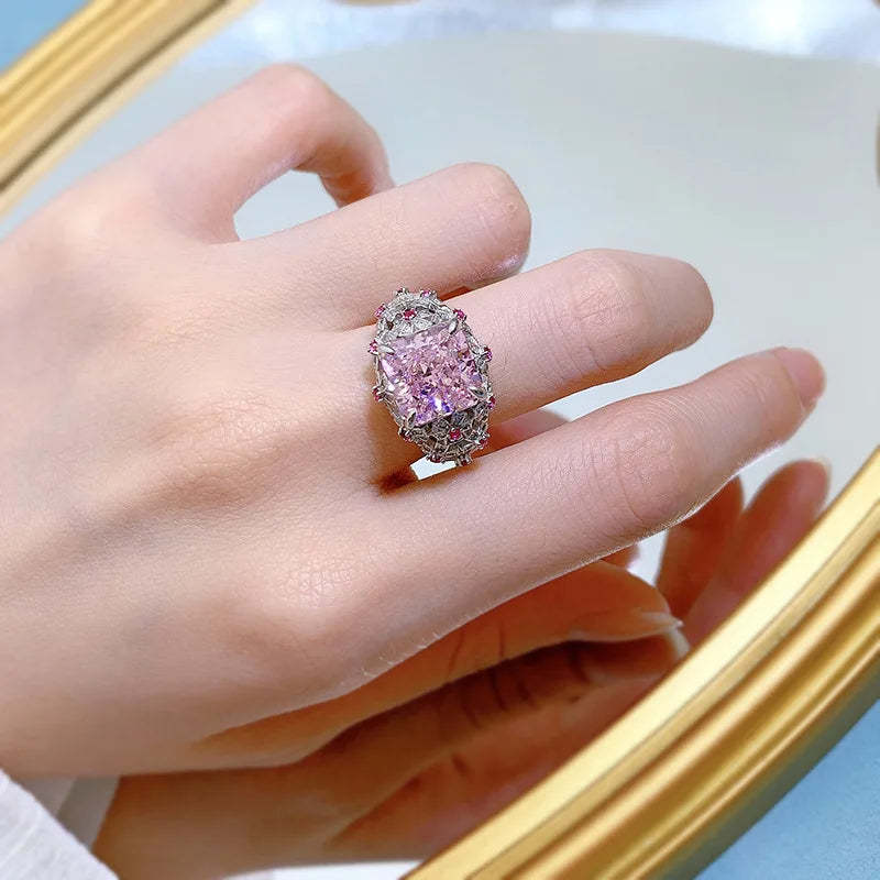 Pink Moissanite Pink Diamond  Ring Wedding Rings Bridal Engagement Jewelry Mix Mix Style [Hot Seller]-Mix MIx Style