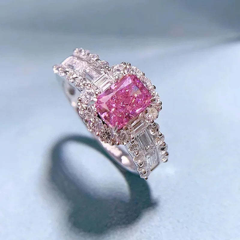 Pink Moissanite Pink Diamond Ring Wedding Rings Bridal Engagement Jewelry Mix Mix Style [Hot Seller]-Mix MIx Style