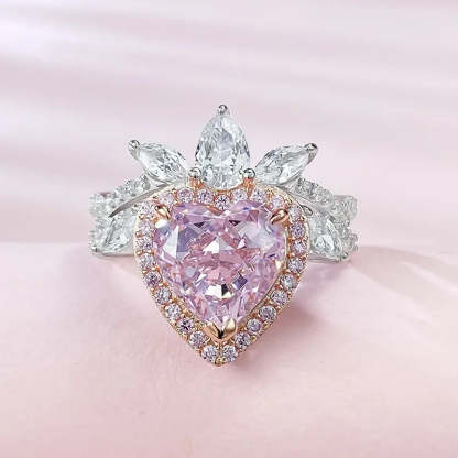Heart Queen Diamond Ring Romantic Pink Moissanite Diamond Ring Wedding Rings Bridal Engagement Jewelry Mix Mix Style [Hot Seller]-Mix MIx Style