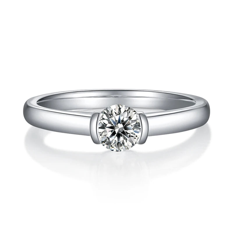 Diamond 0.5CT Moissanite Round Cut 18k White Gold Plated Ring | Mix Mix Style [Hot Seller]-Mix MIx Style