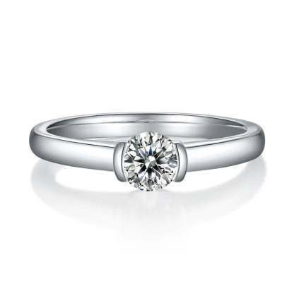 Diamond 0.5CT Moissanite Round Cut 18k White Gold Plated Ring | Mix Mix Style [Hot Seller]-Mix MIx Style