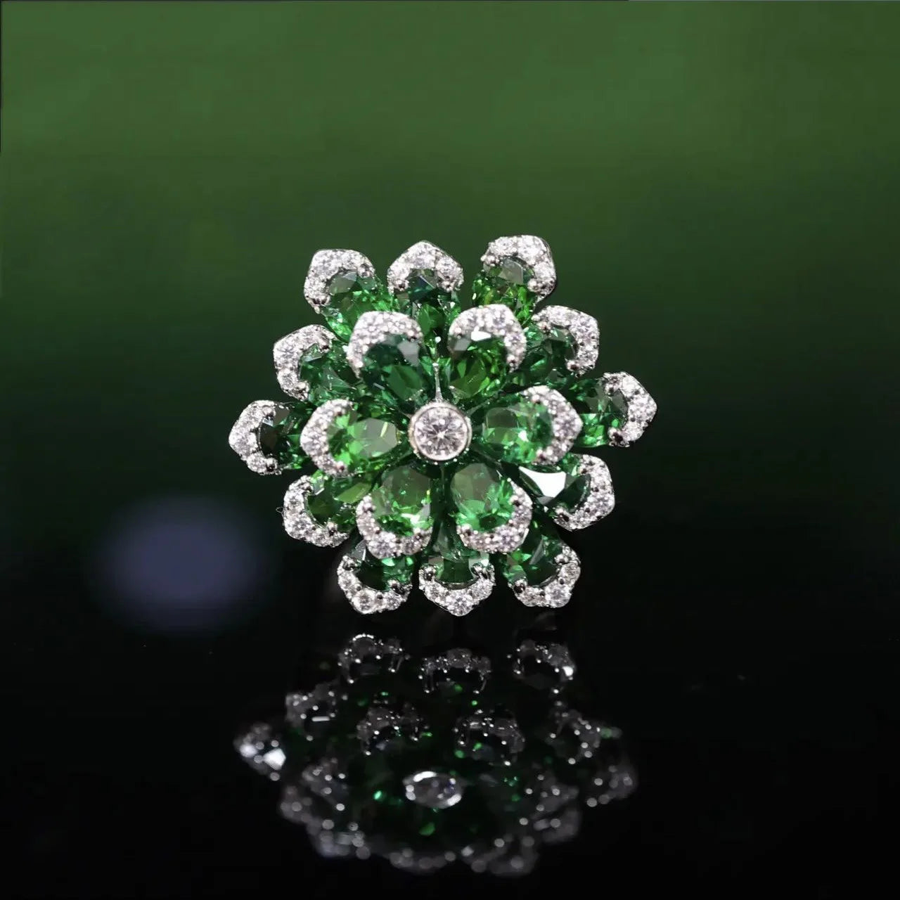 Vintage Flower Moissanite Diamond Sapphire Gemstone Ring/Necklace/Earrings Jewelry Sets | Mix Mix Style [Hot Seller]-Mix MIx Style
