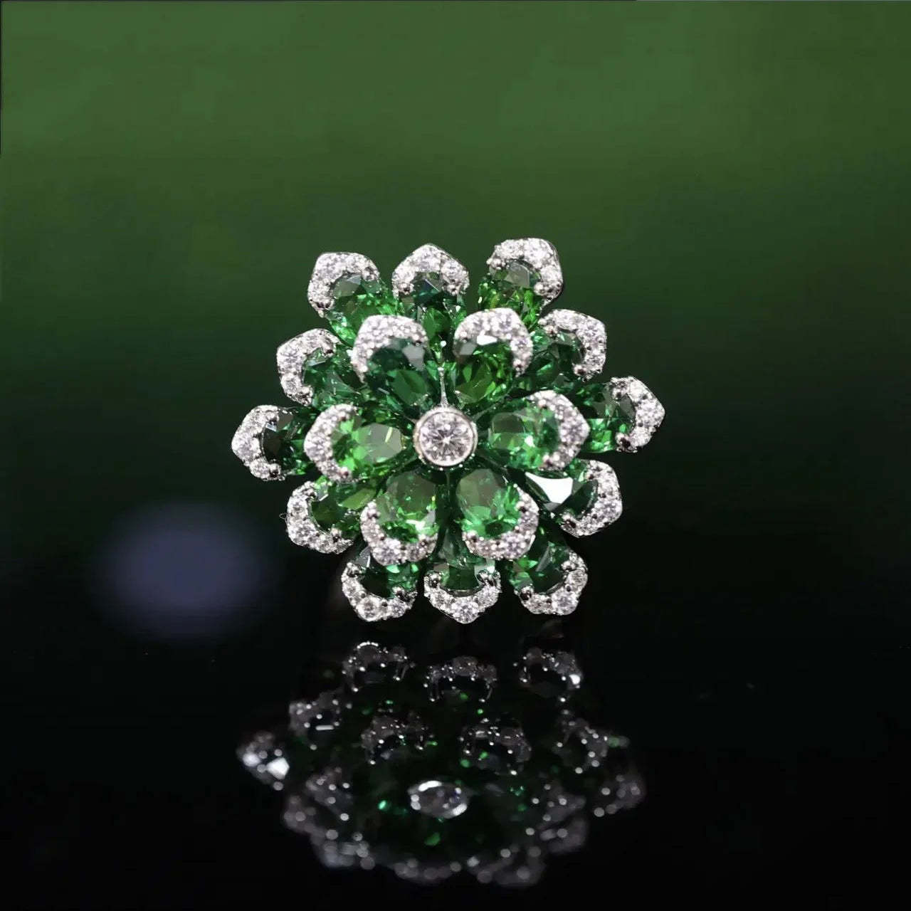 Vintage Flower Moissanite Diamond Sapphire Gemstone Ring/Necklace/Earrings Jewelry Sets | Mix Mix Style [Hot Seller]-Mix MIx Style