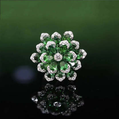 Vintage Flower Moissanite Diamond Sapphire Gemstone Ring/Necklace/Earrings Jewelry Sets | Mix Mix Style [Hot Seller]-Mix MIx Style