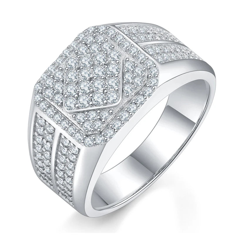 White Classic Embellished Micro Moissanite Diamonds 18k White Gold Plated Luxury Ring | Mix Mix Style